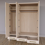 Большой Шкаф Primo Светлый дуб с 3 дверьми и 3 выдвижными ящиками варинант исполнения - 6 | Loft Concept в Барнауле