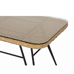 Журнальный столик с столешницей из ротанга и стекла Wicker Tabletop Under Glass варинант исполнения - 2 | Loft Concept в Барнауле