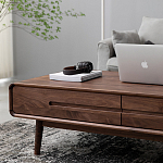 Кофейный стол из массива дерева с выдвижными ящиками Coffee Walnut Table варинант исполнения - 5 | Loft Concept в Барнауле