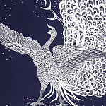 Обои ручная роспись в стиле Арт-деко Whistler Peacocks Special Colourway on Empire Blue dyed silk варинант исполнения - 2 | Loft Concept в Барнауле