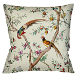 Подушка декоративная с изображением птиц в саду Beige Chinoiserie Birds in the Peach Orchard Cushion варинант исполнения - 1 | Loft Concept в Барнауле