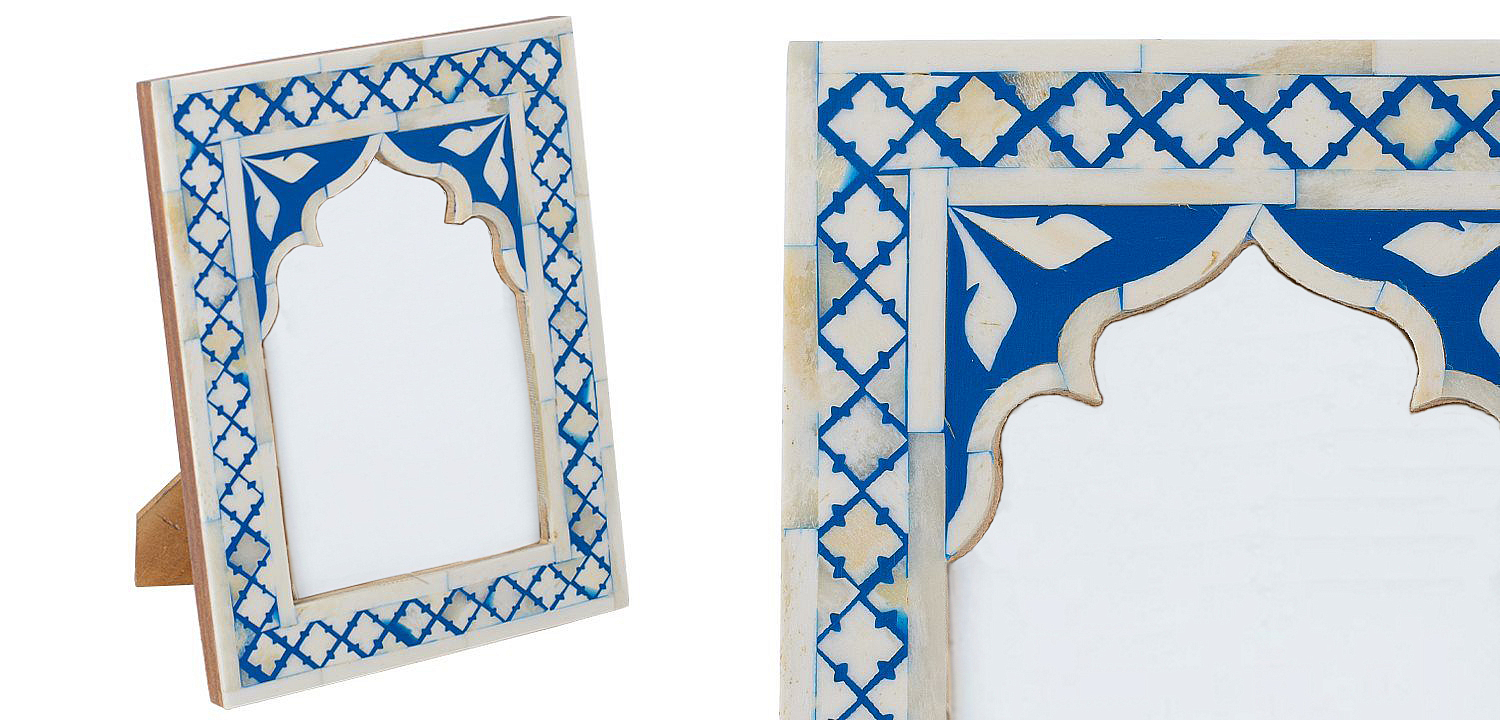 Photo Frame Blue White Moroccan Bone Mosaic Photo Frame Blue White Moroccan Bone Mosaic - Loft-Concept в Барнауле
