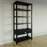 Стеллаж Elsa Dreams Black со стеклянными полками и ящиком варинант исполнения - 1 | Loft Concept в Барнауле