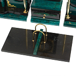 Настольный письменный набор из змеевика тёмно-зелёного цвета с декором в виде орла Successful Leader варинант исполнения - 4 | Loft Concept в Барнауле