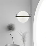 Светодиодный подвесной светильник круглой формы с металлическим черным каркасом Marble Glow варинант исполнения - 5 | Loft Concept в Барнауле