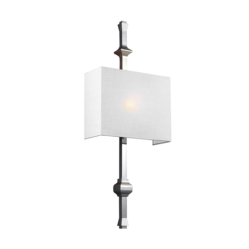 Бра с прямоугольным тканевым абажуром белого цвета Feiss Никель Бежевый Белый Бронза в Барнауле | Loft Concept 