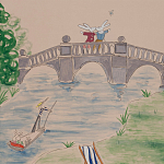 Обои ручная роспись Promenade Special Colourway on pink painted Xuan paper варинант исполнения - 1 | Loft Concept в Барнауле