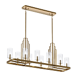Люстра прямоугольная цвета латунь с прозрачными рифлеными цилиндрическими плафонами Kichler варинант исполнения - 2 | Loft Concept в Барнауле