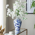 Ваза с бело-синей росписью и изображением цветов Blue & White Ornament варинант исполнения - 4 | Loft Concept в Барнауле