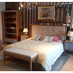 Кровать из массива бука с мягким изголовьем Tasteful Furniture варинант исполнения - 2 | Loft Concept в Барнауле