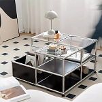 Дизайнерский журнальный стол квадратный с полками Akydy варинант исполнения - 1 | Loft Concept в Барнауле