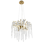 Люстра подвесная круглая в виде ветвей деревьев бронзового цвета с прозрачными подвесками-каплями Droplet Chandelier варинант исполнения - 1 | Loft Concept в Барнауле