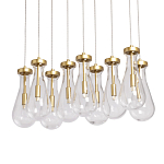 Люстра с 9-ю прозрачными стеклянными плафонами в форме капли Lucid Rain  варинант исполнения - 1 | Loft Concept в Барнауле