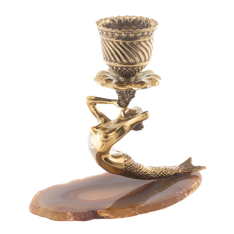 Подсвечник бронзовый из натурального камня агат Stone Candlestick Коричневый Золотой Подсвечник бронзовый из натурального камня агат Stone Candlestick Коричневый Золотой в Барнауле | Loft Concept