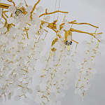 Люстра подвесная с золотистыми ветками и стеклянными подвесками в виде листьев Длина 80 см FAIRYTREE Light варинант исполнения - 5 | Loft Concept в Барнауле