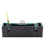 Настольный письменный набор из змеевика с часами и календарницей Successful Leader варинант исполнения - 3 | Loft Concept в Барнауле