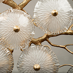 Потолочная люстра круглая ветвистыми бронзовыми элементами и стеклянными рифлеными дисками Textured Glass Chandelier варинант исполнения - 5 | Loft Concept в Барнауле