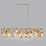 Люстра линейная с подвесками в форме монеток и золотистыми круглыми элементами из металла в виде лепестков FAIRYTREE Light варинант исполнения - 4 | Loft Concept в Барнауле