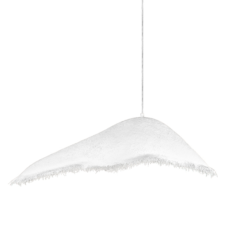 Подвесной светильник с асимметричным волнообразным абажуром и фактурной бахромой по краю Tactile Line Белый в Барнауле | Loft Concept 
