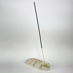 Подставка под благовония из эпоксидной смолы с цветами белая Epoxy Resin Flowers Incense Oval Stand White варинант исполнения - 3 | Loft Concept в Барнауле