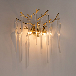 Бра золотого цвета с разветвленными ветвями и длинными прозрачными подвесками в форме стеклянных сосулек Droplet Chandelier варинант исполнения - 2 | Loft Concept в Барнауле