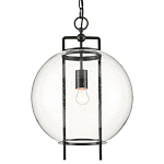 Подвесной светильник в форме шара из прозрачного стекла на линейном черном каркасе  Glass Ball with Seeds варинант исполнения - 2 | Loft Concept в Барнауле