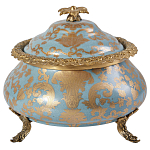 Шкатулка голубого цвета с золотым растительным узором Eden Garden варинант исполнения - 1 | Loft Concept в Барнауле