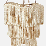 Трехъярусная люстра с подвесками из круглых деревянных бусин белая White Beads Three-tier Chandelier  варинант исполнения - 4 | Loft Concept в Барнауле