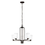 Люстра бронзового цвета с 5-ю матовыми стеклянными плафонами Generation Lighting варинант исполнения - 2 | Loft Concept в Барнауле