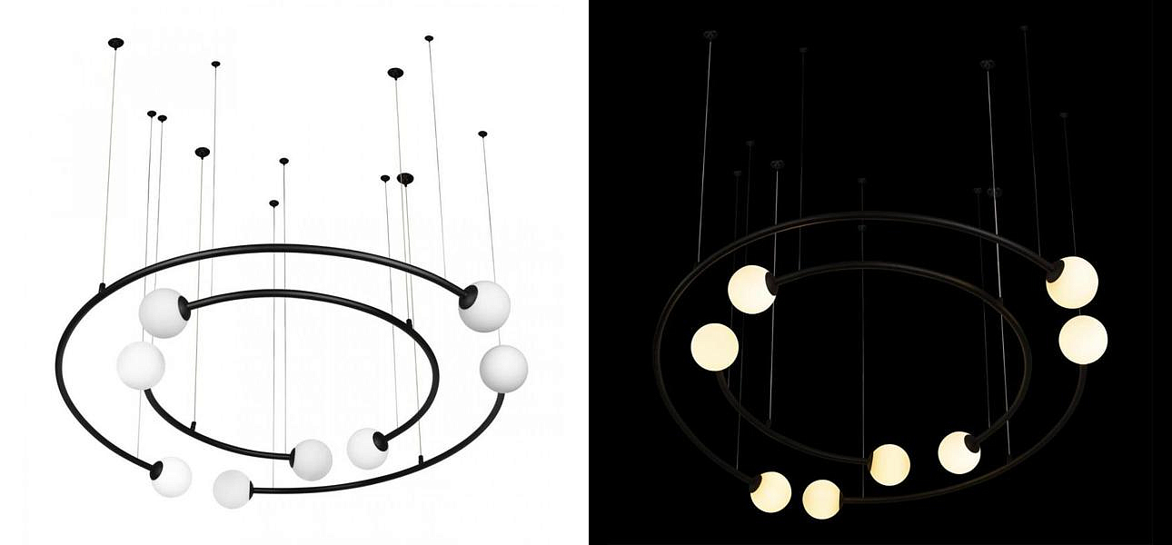 Дизайнерская Модульная Люстра PLANETARY two rings Black 100 см Дизайнерская Модульная Люстра PLANETARY two rings Black 100 см - Loft-Concept в Барнауле