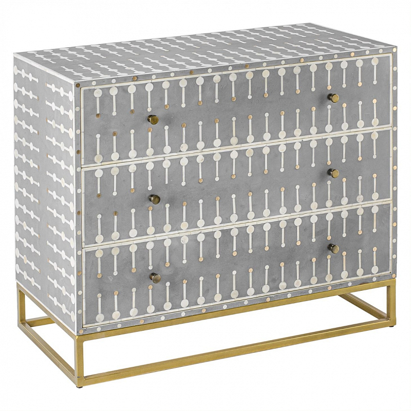 Комод серый кость BONE INLAY 3 DRAWER Белый Серый Комод серый кость BONE INLAY 3 DRAWER Белый Серый в Барнауле | Loft Concept