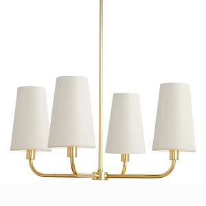 Люстра золотая с белыми тканевыми абажурами Coolness