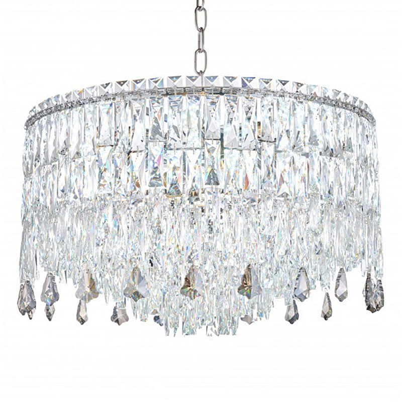 Люстра круглая с хрустальными подвесками на серебряном каркасе Roul Crystal Light Хром Прозрачный Люстра круглая с хрустальными подвесками на серебряном каркасе Roul Crystal Light Хром Прозрачный в Барнауле | Loft Concept