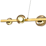 Люстра светодиодная линейная с 6-ю круглыми плафонами коньячного цвета Iona Chandelier Brass  варинант исполнения - 2 | Loft Concept в Барнауле