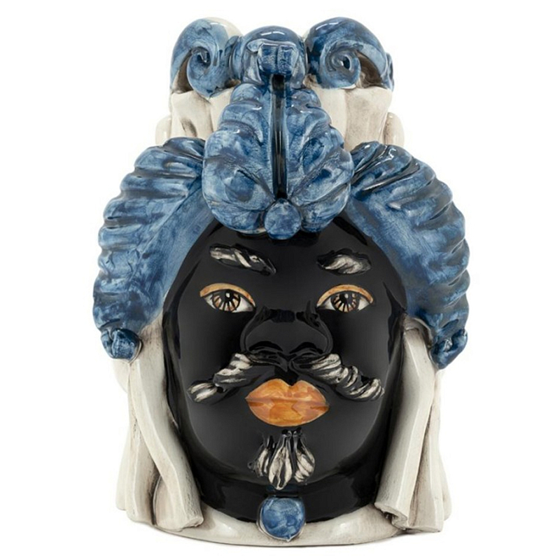 Ваза Vase Moro Man Small Blue Черный Синий Бежевый Ваза Vase Moro Man Small Blue Черный Синий Бежевый в Барнауле | Loft Concept