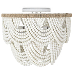 Круглый потолочный светильник с подвесками из круглых деревянных бусин Wooden Beads White Ceiling Lamp варинант исполнения - 2 | Loft Concept в Барнауле