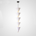 Подвесной светильник светодиодный в виде ряда белых металлических конусов  Herringbone варинант исполнения - 3 | Loft Concept в Барнауле