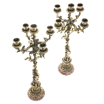 Подсвечники из бронзы на 10 свечей на подставке из камня креноид Stone Candlestick варинант исполнения - 2 | Loft Concept в Барнауле