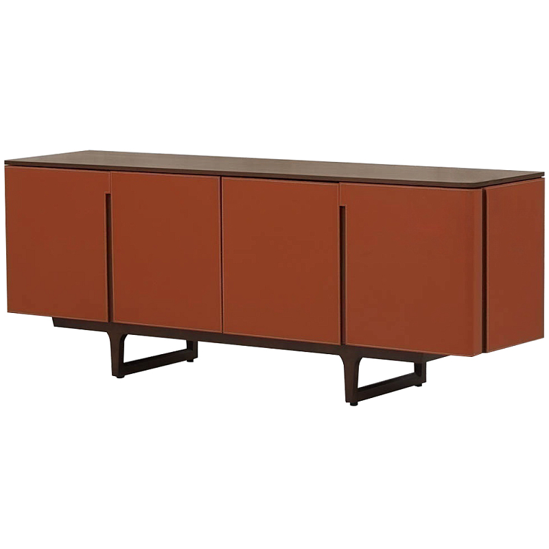 Комод с декором из кожи Orange Leather Chest of Drawers Оранжевый Коричневый Комод с декором из кожи Orange Leather Chest of Drawers Оранжевый Коричневый в Барнауле | Loft Concept