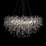 Люстра подвесная с прозрачными стеклянными подвесками в форме капель Диаметр 80 см Droplet Chandelier варинант исполнения - 6 | Loft Concept в Барнауле