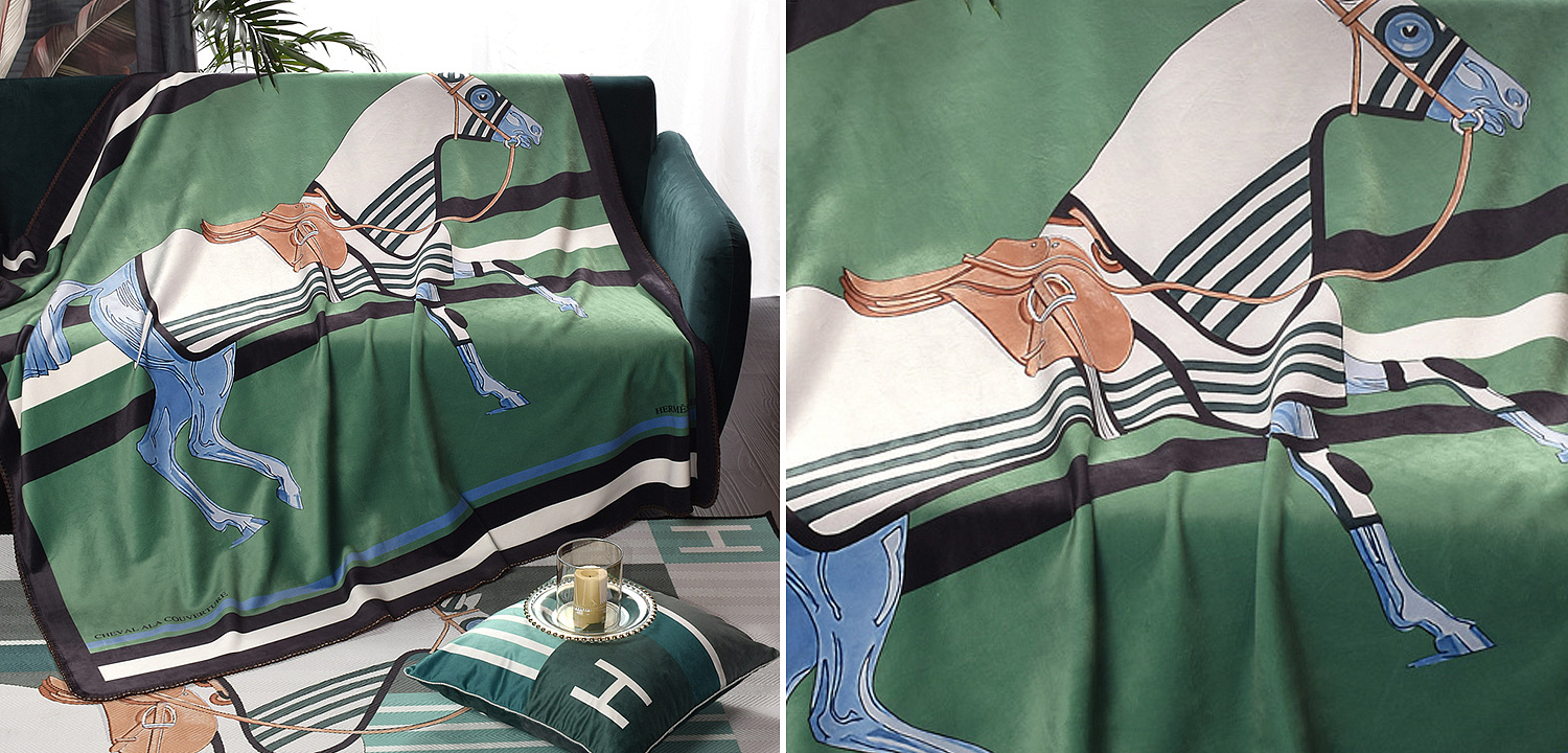 Плед Hermes Horse Green Plaid Плед Hermes Horse Green Plaid - Loft-Concept в Барнауле