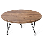 Стол журнальный c коричневой круглой столешницей на трех металлических ножках Charm Coffee Table варинант исполнения - 1 | Loft Concept в Барнауле