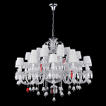 Люстра многоярусная с 30-ю белыми текстильными абажурами и хрустальными подвесками Lustre Reverie варинант исполнения - 2 | Loft Concept в Барнауле