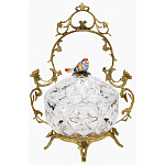 Конфетница с бронзовой ручкой и фарфоровой птичкой на крышке Eden Garden варинант исполнения - 1 | Loft Concept в Барнауле