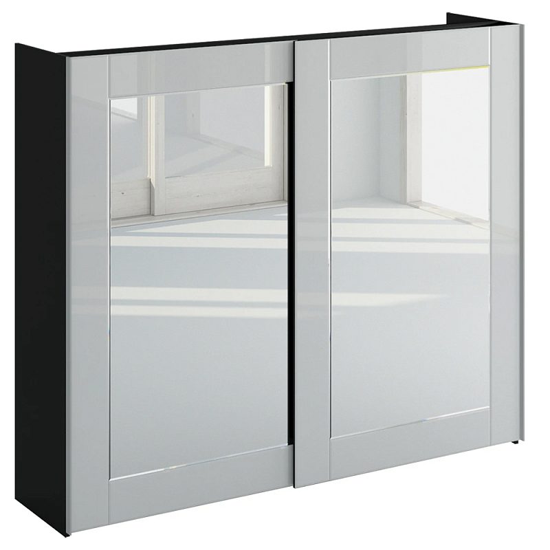 Шкаф-купе White Crystal Черный Белый Зеркало в Барнауле | Loft Concept 