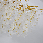 Люстра подвесная с золотистыми ветками и стеклянными подвесками в виде листьев Длина 130 см FAIRYTREE Light варинант исполнения - 4 | Loft Concept в Барнауле