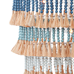 Люстра трехъярусная с декором из круглых деревянных бусин с кисточками Blue Wooden Beads Chandelier варинант исполнения - 2 | Loft Concept в Барнауле