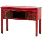 Деревянная консоль в китайском стиле с ящиками и дверцами красная Chinese Console Table варинант исполнения - 3 | Loft Concept в Барнауле