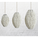 Подвесной светильник вертикальной овальной формы украшенный белыми круглыми бусинами Gradient Oval Pendant Lamp White варинант исполнения - 1 | Loft Concept в Барнауле