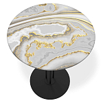 Стол журнальный с круглой столешницей из стекла Gray and Gold Marble варинант исполнения - 2 | Loft Concept в Барнауле